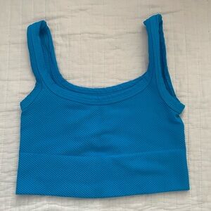 Blue Square-Neck Crop Tank Top - Women